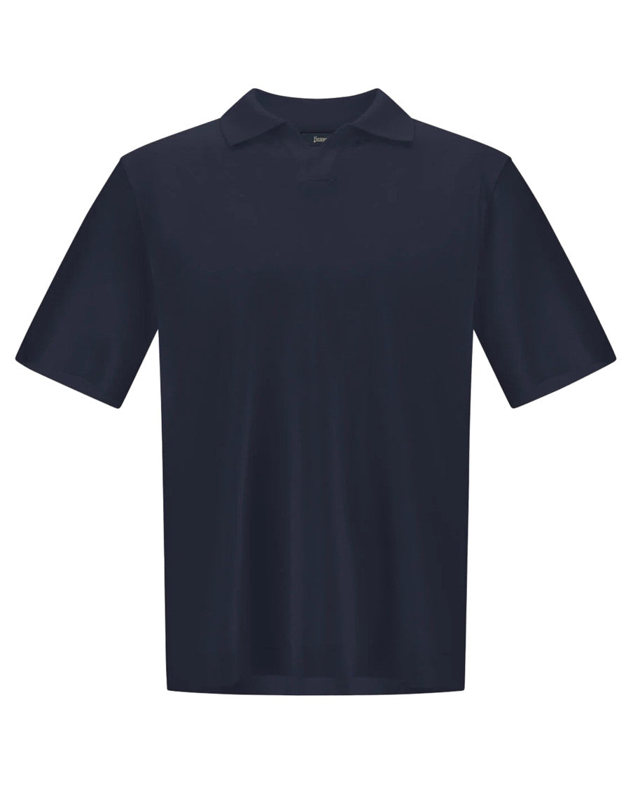 Dark Blue Solid Shirt Collar Polo 1