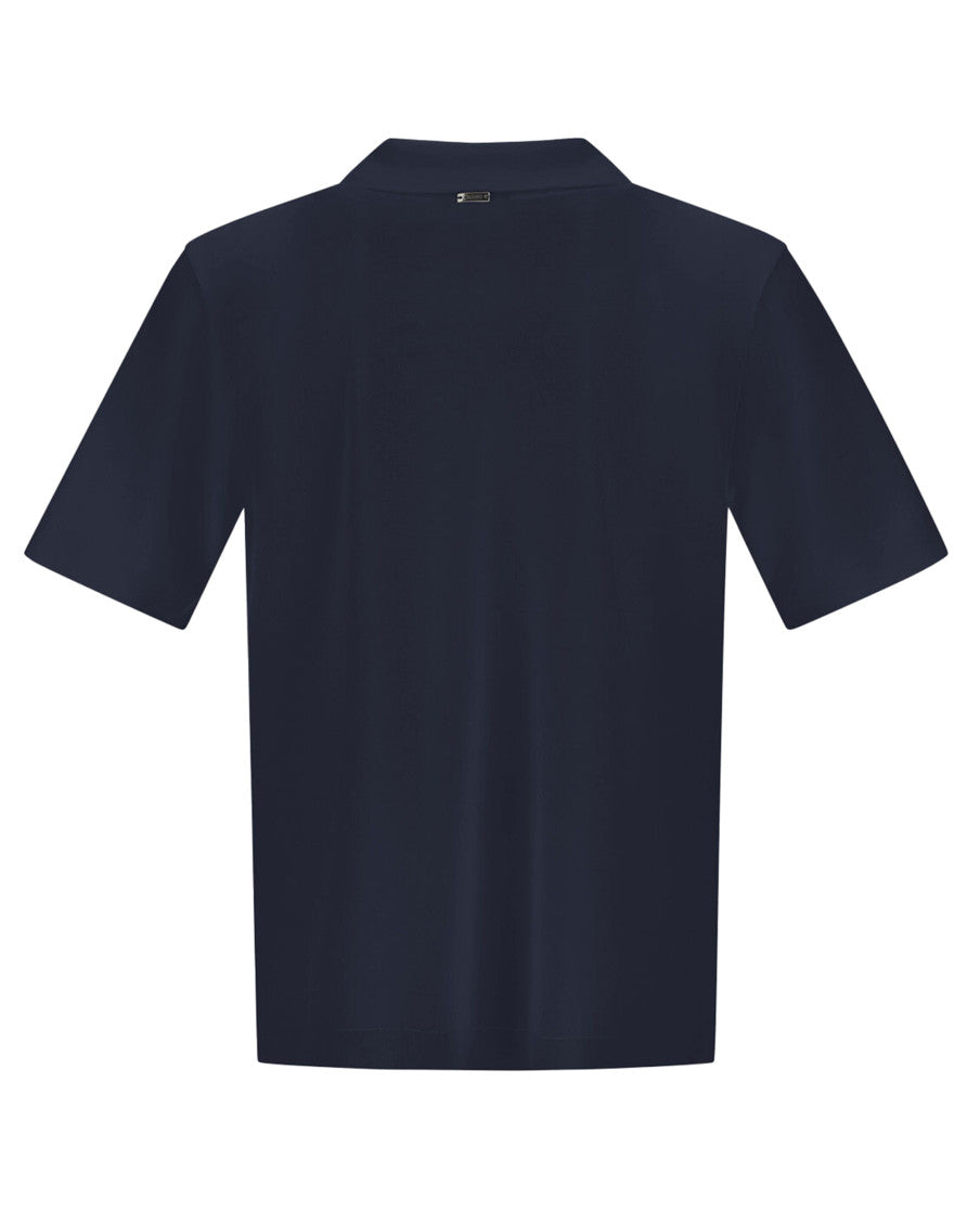 Dark Blue Solid Shirt Collar Polo 3