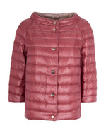 Red Quilted Round Neck Reversible Jacket 1