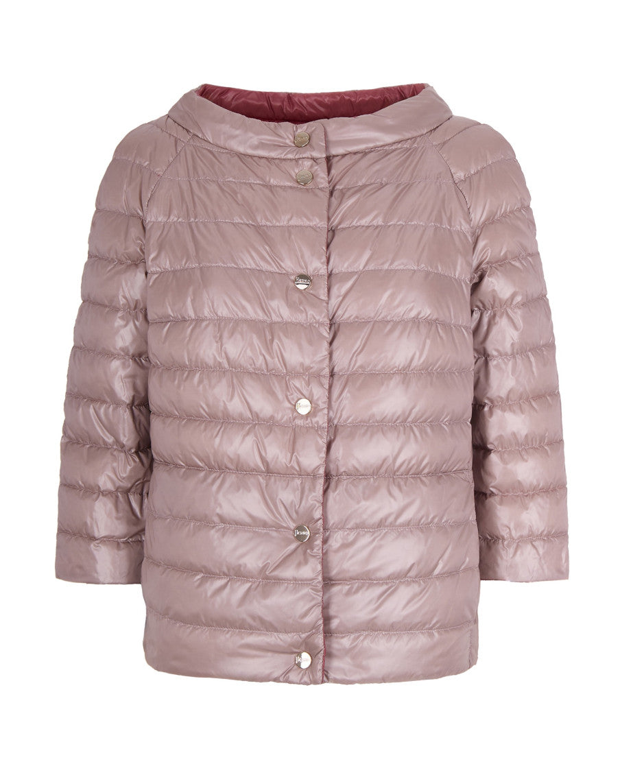 Red Quilted Round Neck Reversible Jacket 3
