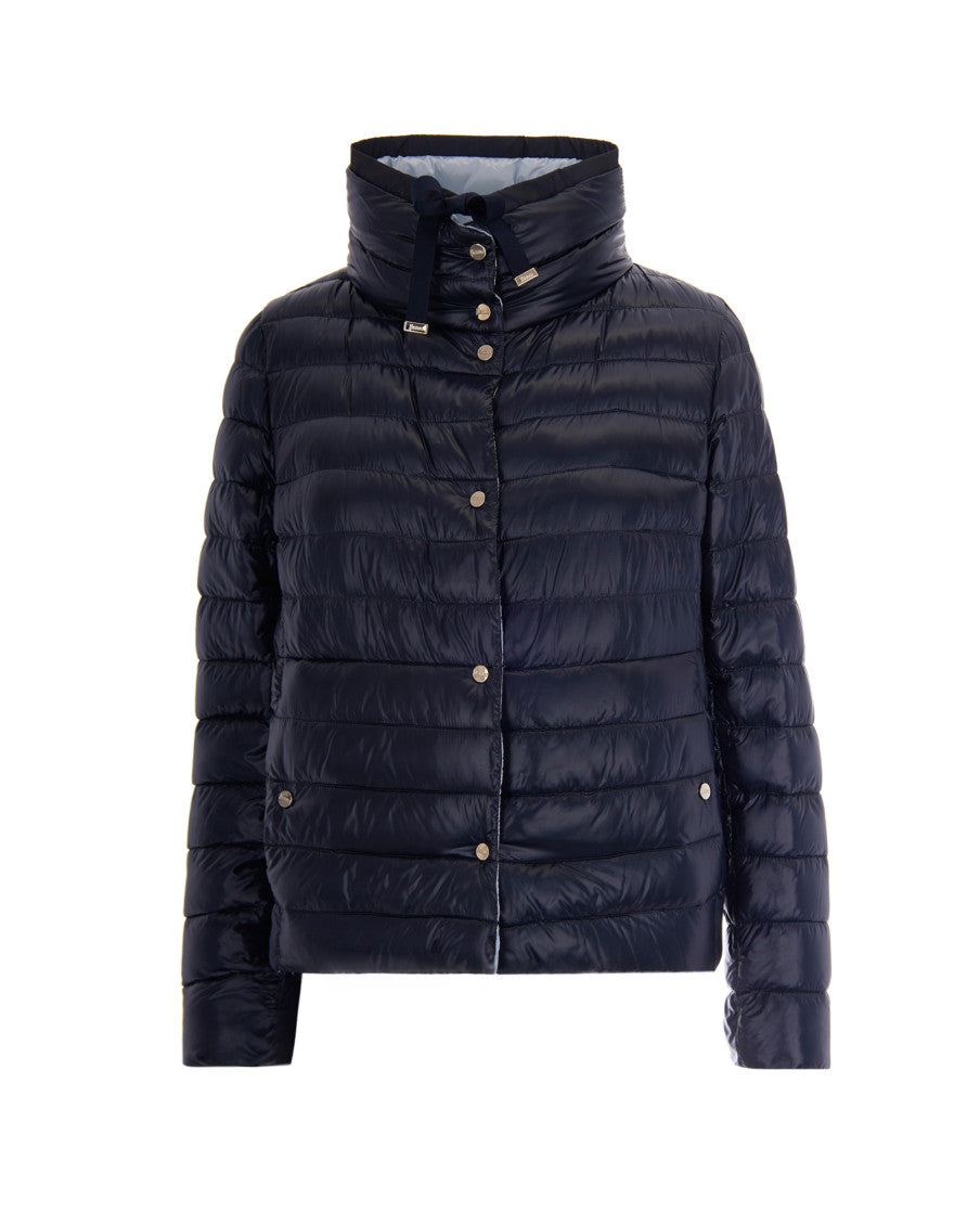 Blue Solid Mock Collar Reversible Jackets 1
