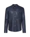 Navy Blue Solid Shirt Collar Jacket 1