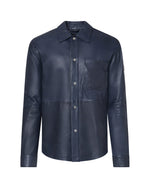 Navy Blue Solid Shirt Collar Jacket 1