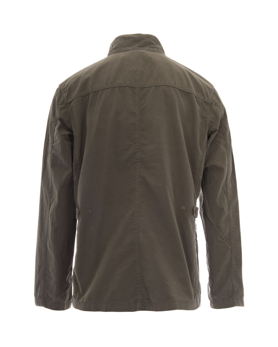 Olive Solid Mandarin Collar Jacket 2