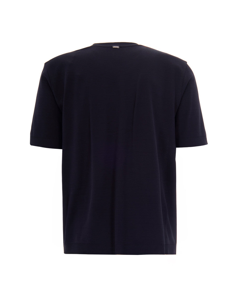 Navy Blue Solid T-Shirt 3