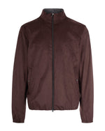 Brown Solid Mock Collar Jacket 1