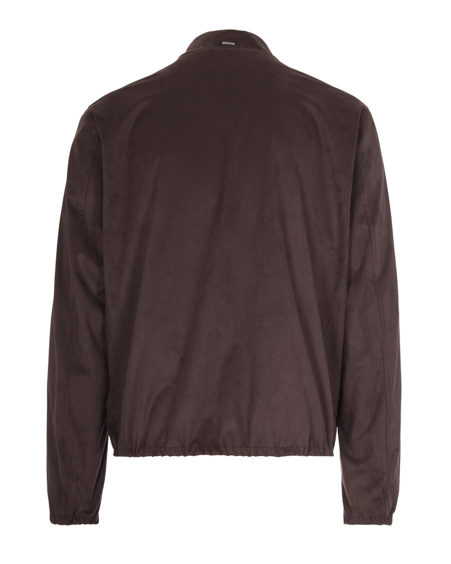 Brown Solid Mock Collar Jacket 2
