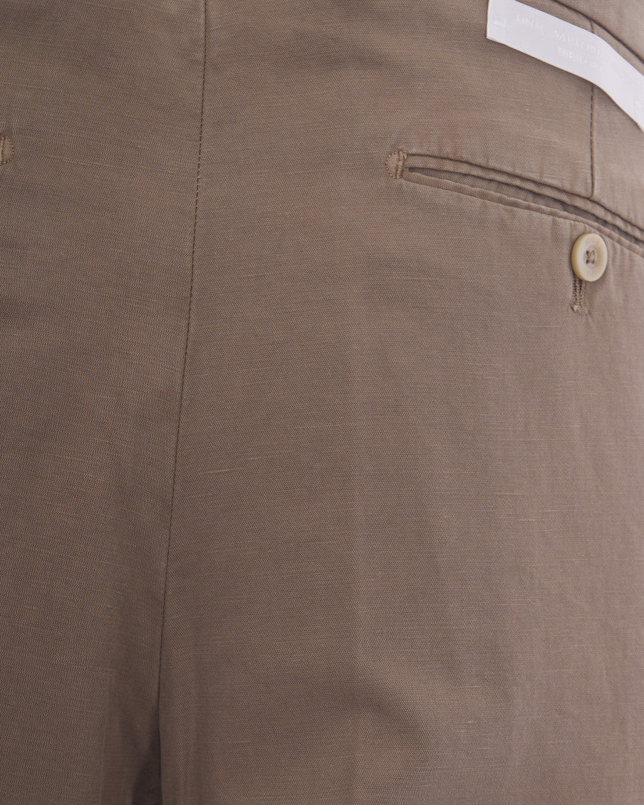 Beige Regular Flat Front Pants 3