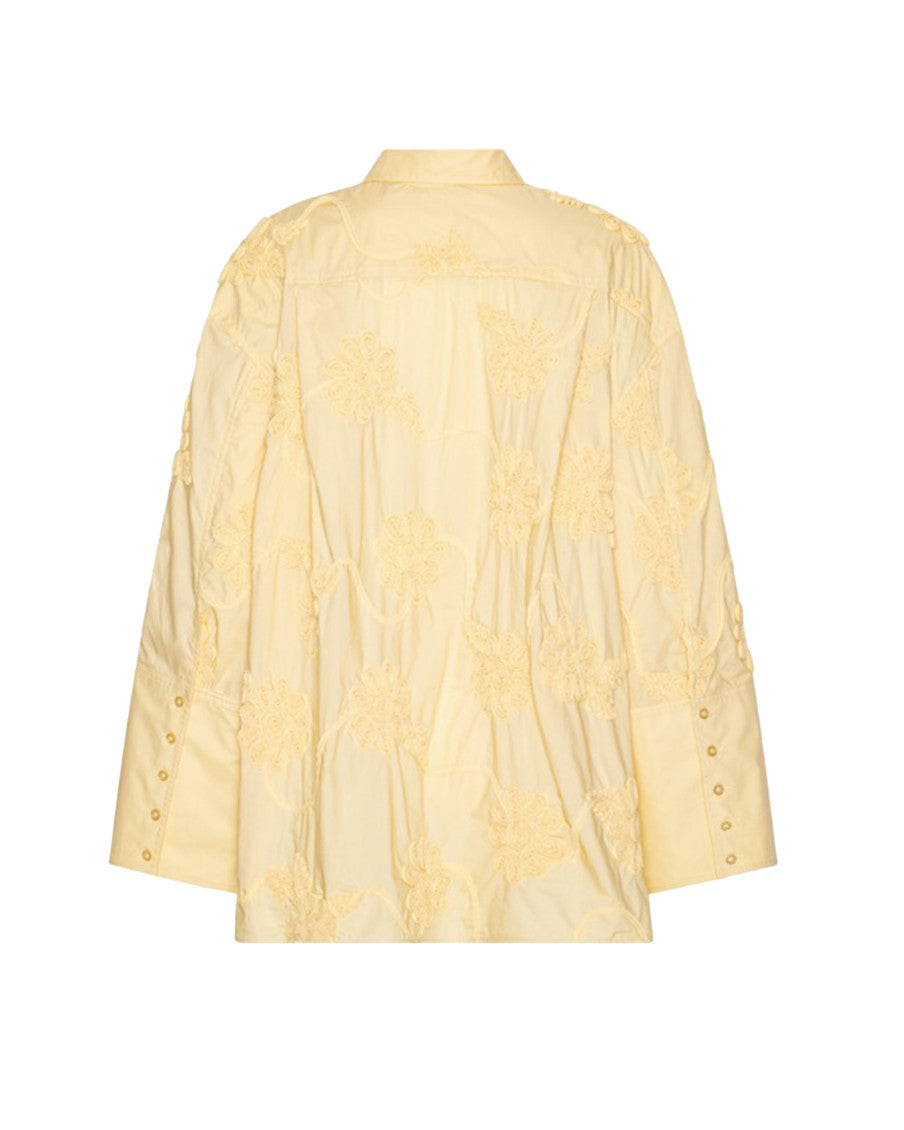 Yellow Oversized Embroidered Shirt 2