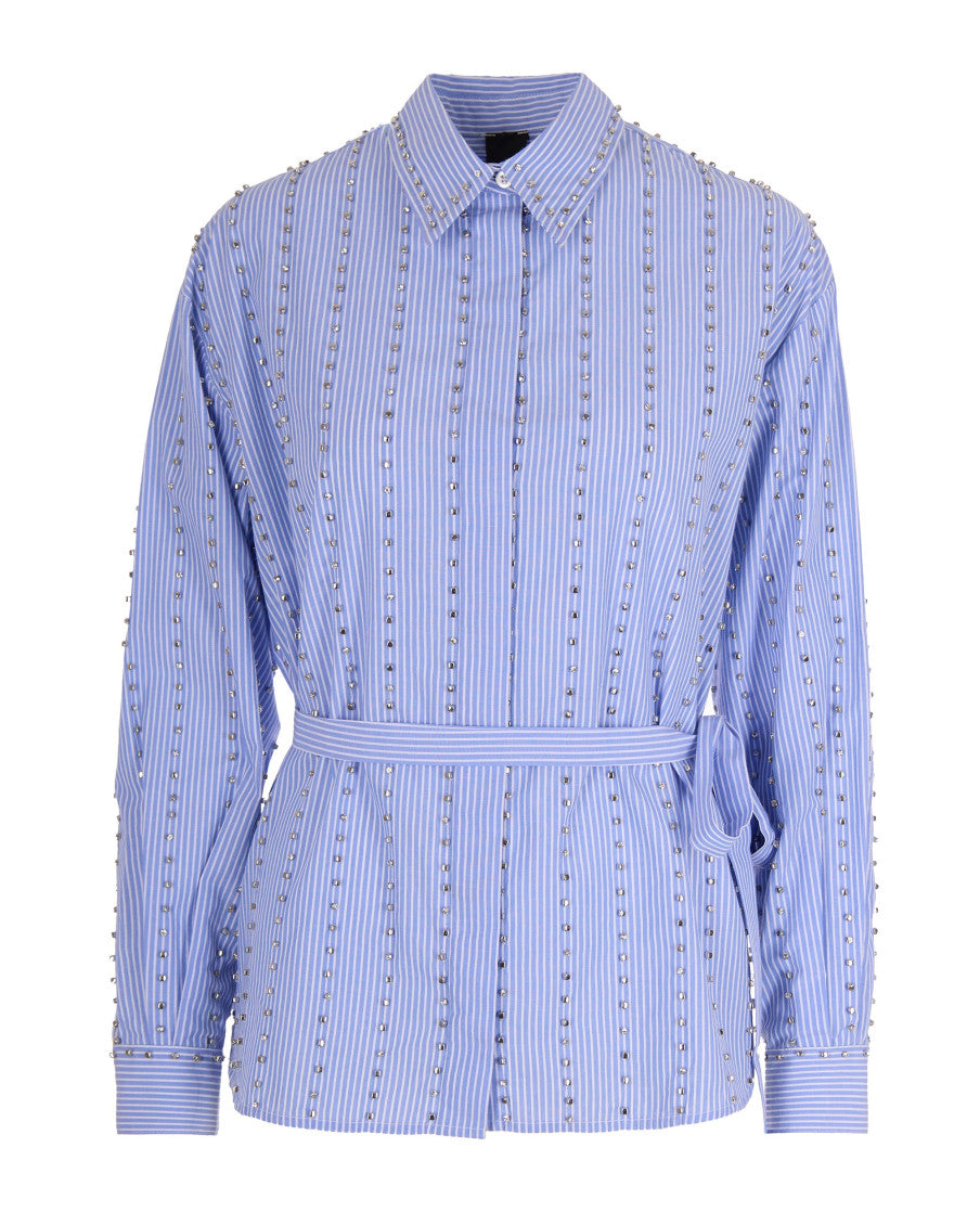 Blue Stripes Embellished Shirt 1