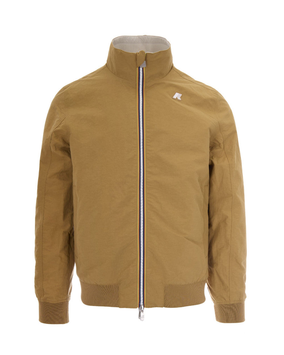 Brown Solid Mandarin Collar Jacket 1