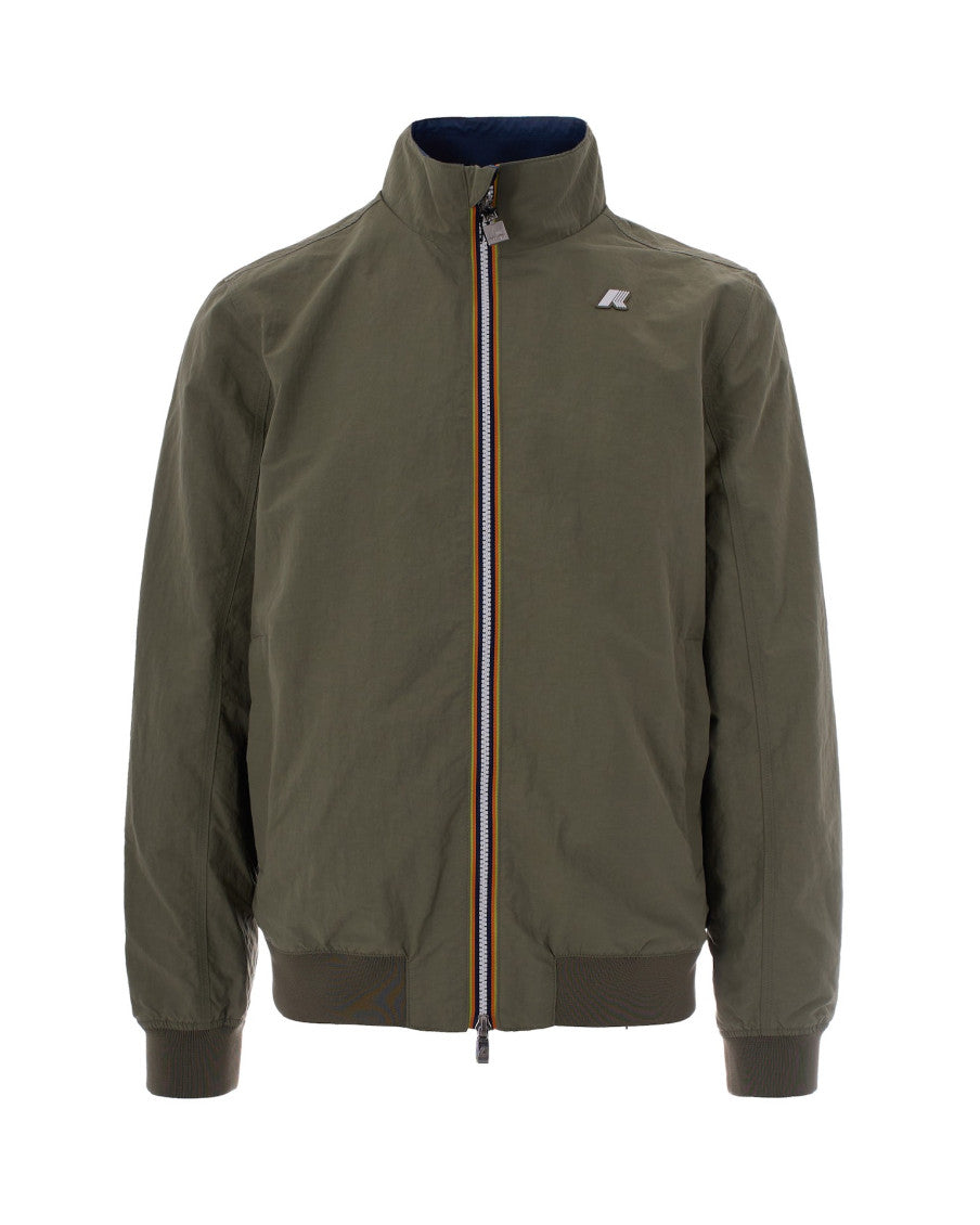 Green Solid Band Collar Jacket 1