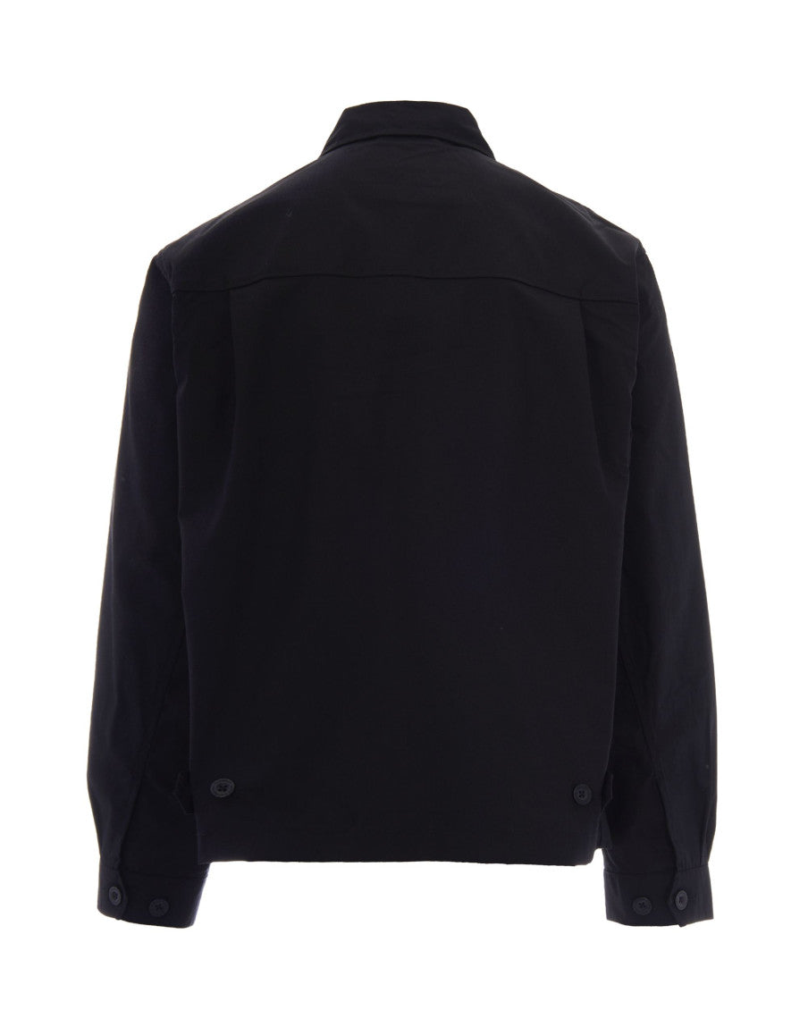 Black Solid Shirt Collar Jacket 2