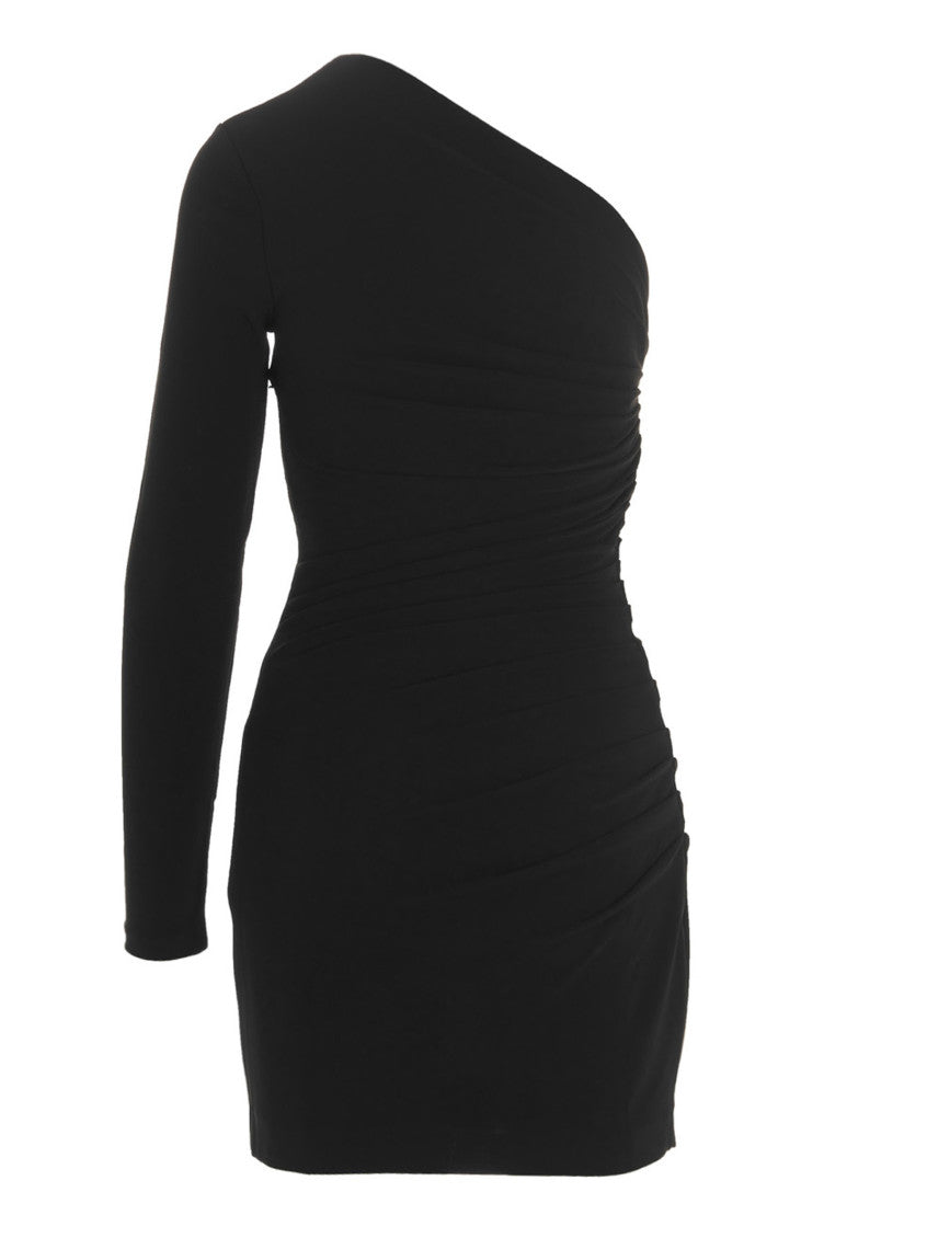 Black Draped One Shoulder Dress 2