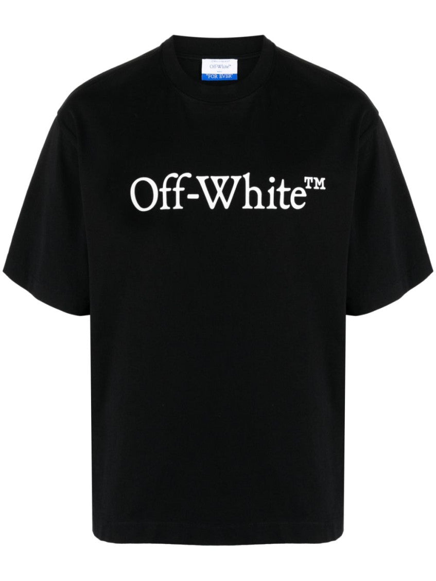 Black Cotton T-shirt With White Front Printed Logo. 1