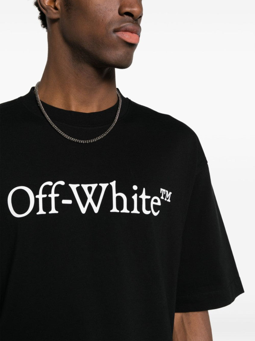 Black Cotton T-shirt With White Front Printed Logo. 2