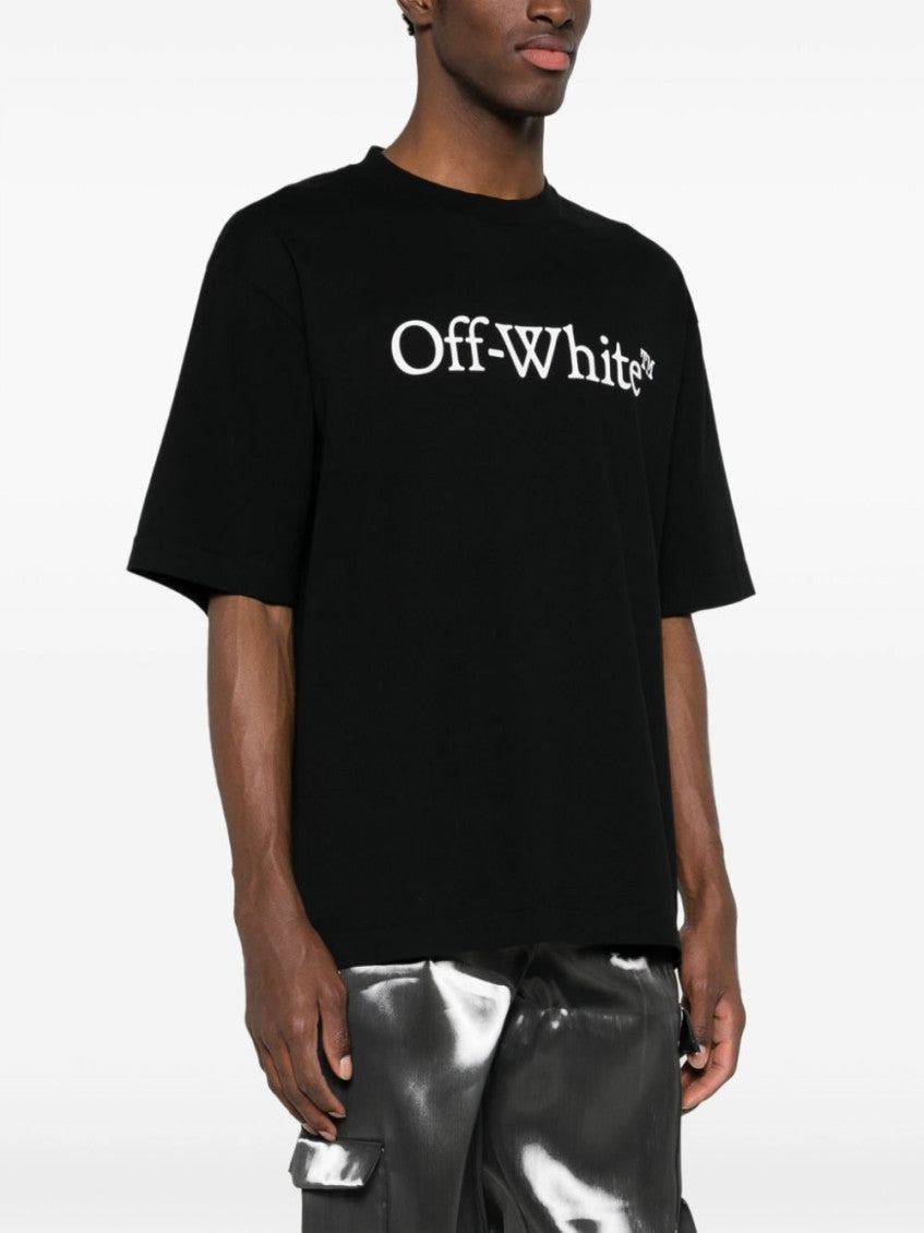 Black Cotton T-shirt With White Front Printed Logo. 3