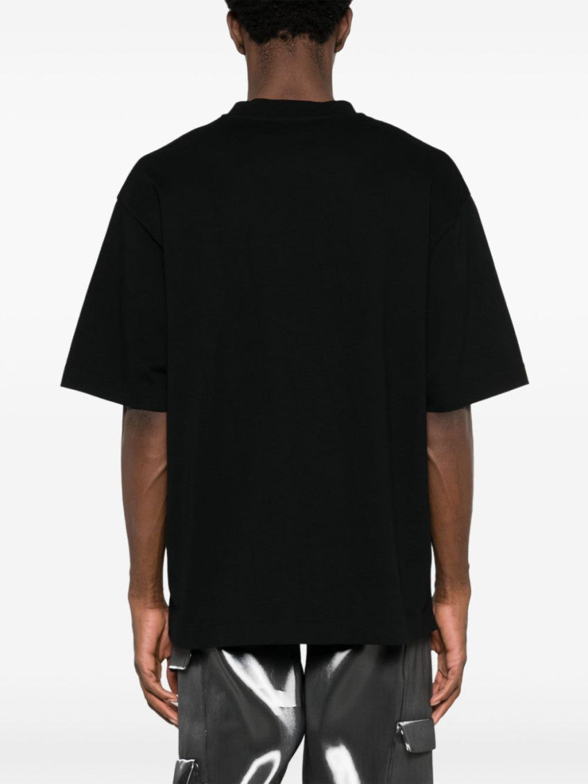 Black Cotton T-shirt With White Front Printed Logo. 4