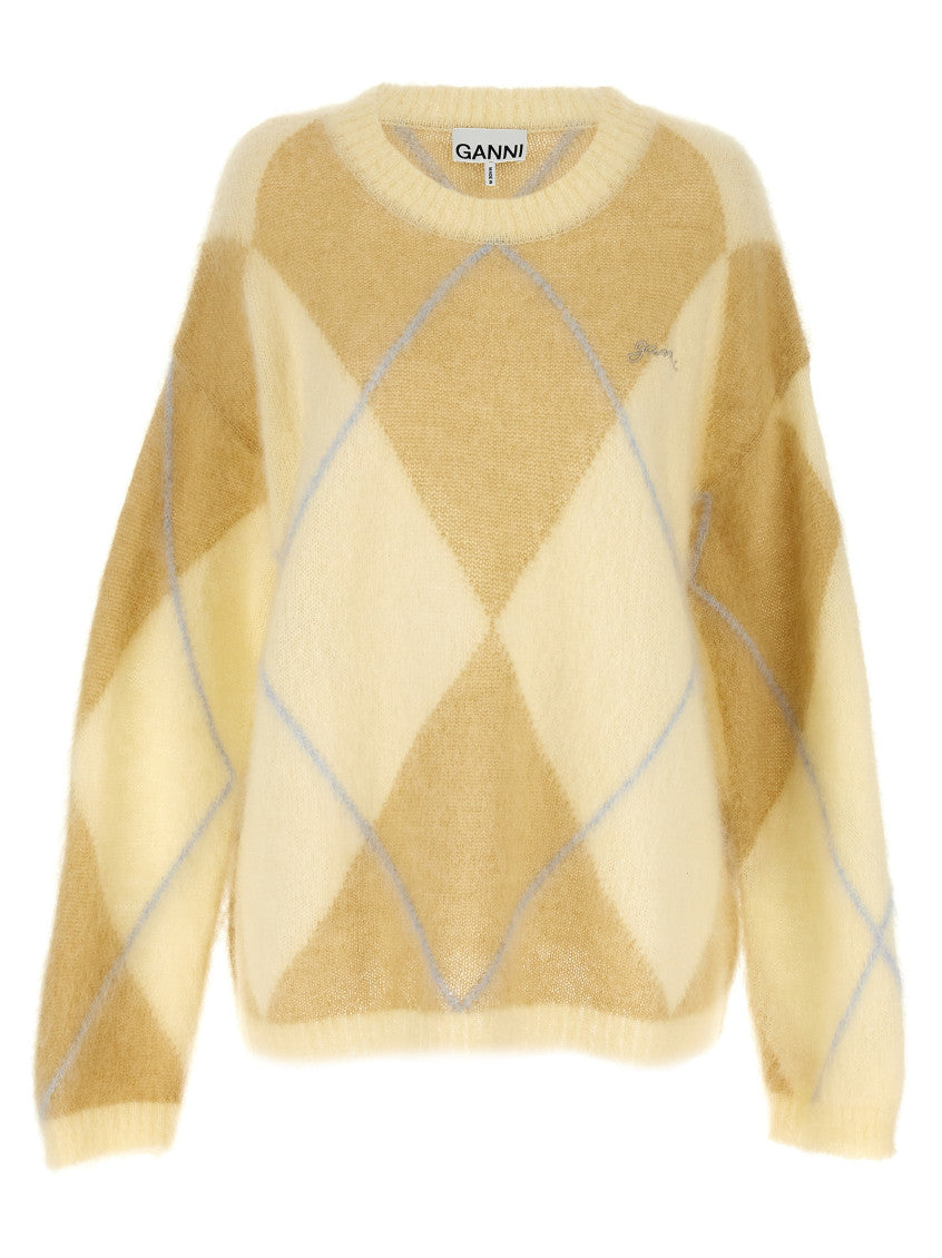 Multicolor Mohair sweater with diamond pattern 1