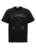 Black Cotton T-shirt with front logo and skull print 1