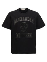 Black Cotton T-shirt with front logo and skull print 1