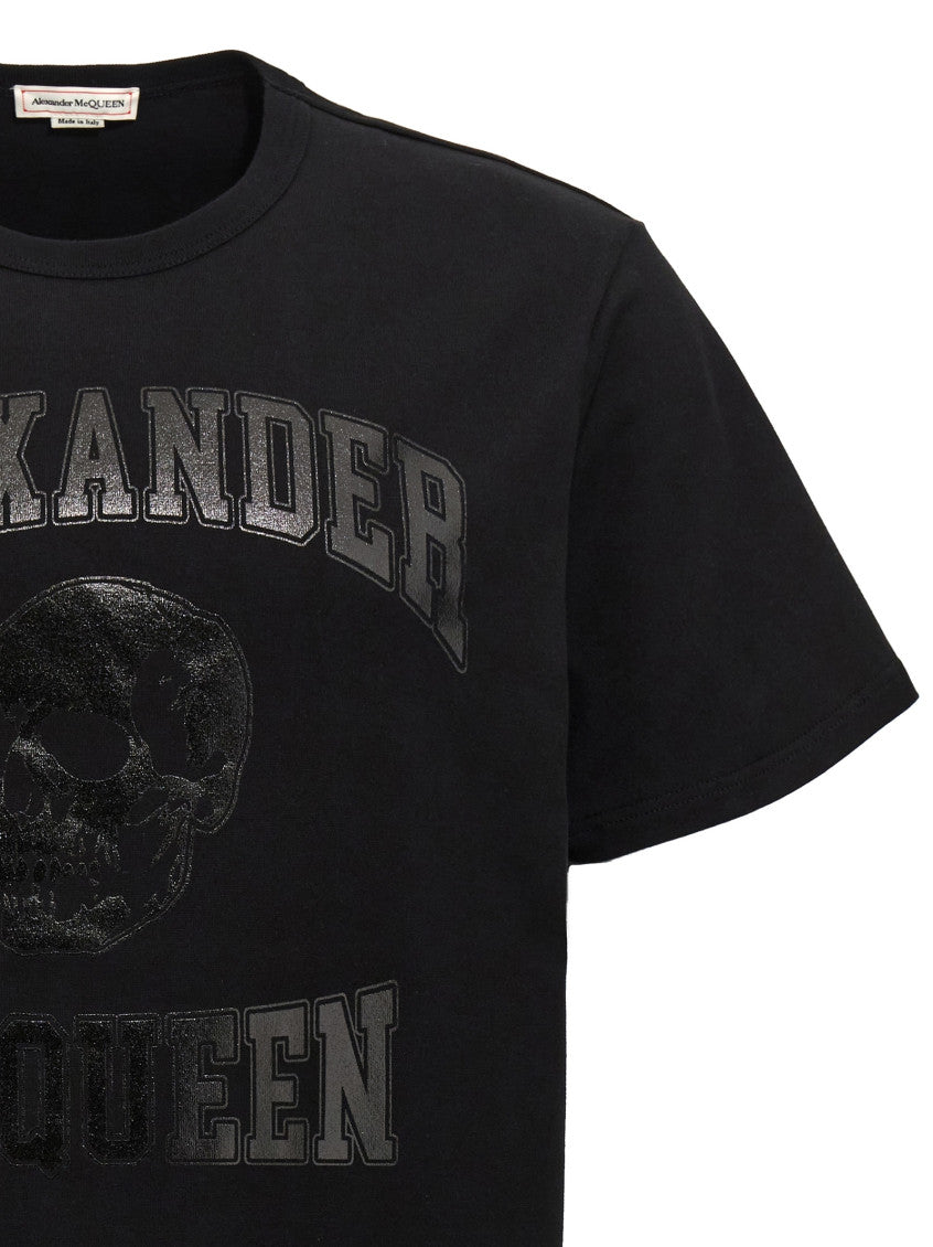 Black Cotton T-shirt with front logo and skull print 3