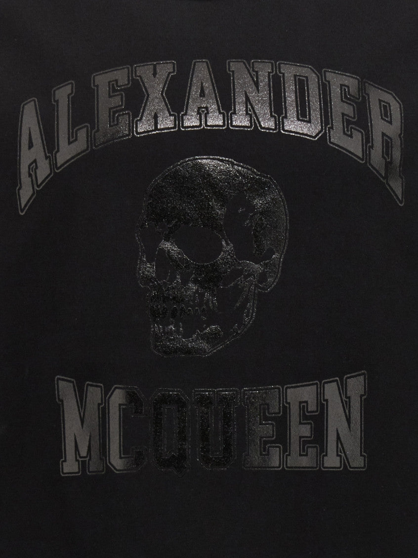 Black Cotton T-shirt with front logo and skull print 4