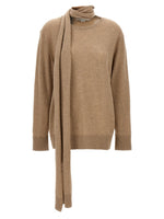 Brown Scarf Detail Sweater 1
