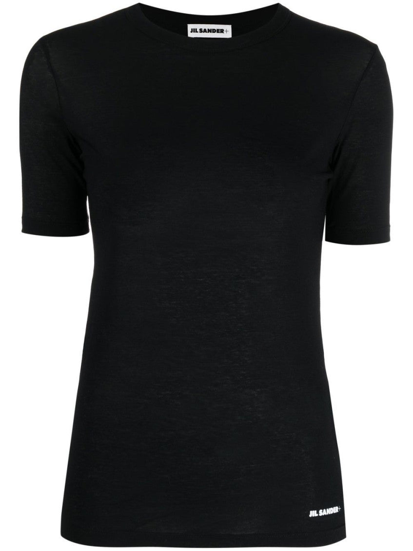 Black Short-sleeved cotton T-shirt with logo 1