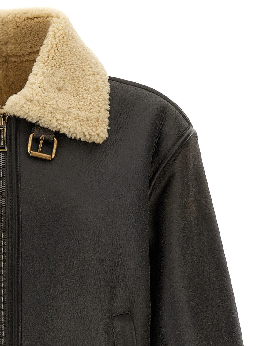 Brown 'Aviator' Leather Jacket 3