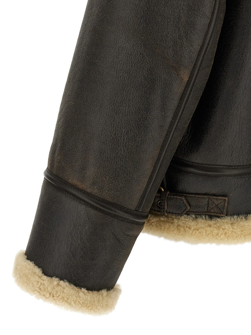 Brown 'Aviator' Leather Jacket 4