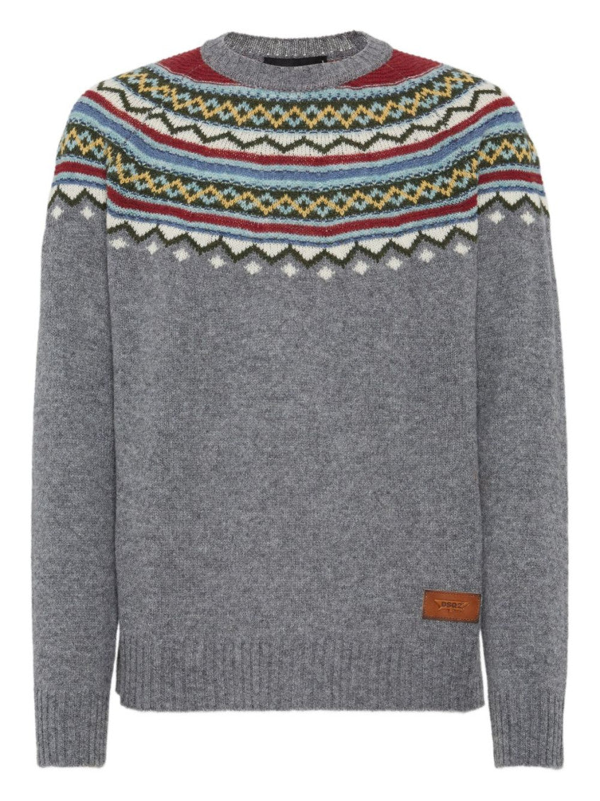 Grey Intarsia Sweater 1