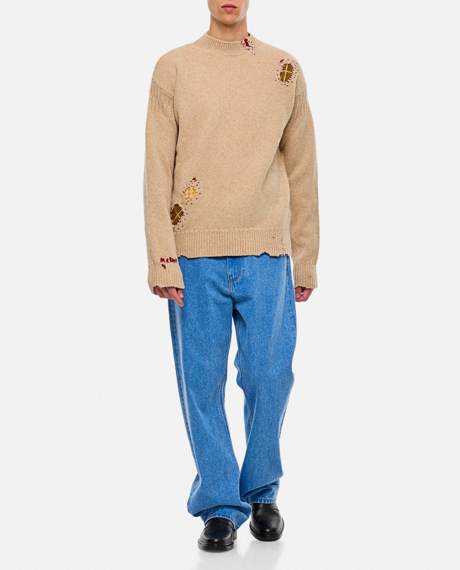 Blue Logo-patch Cotton Jeans 2