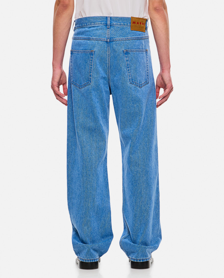 Blue Logo-patch Cotton Jeans 3