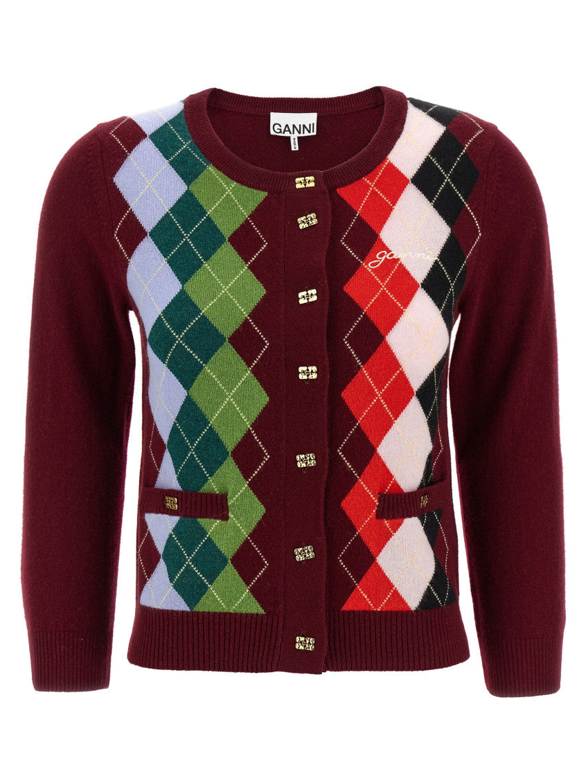 Maroon Check Cardigan 1