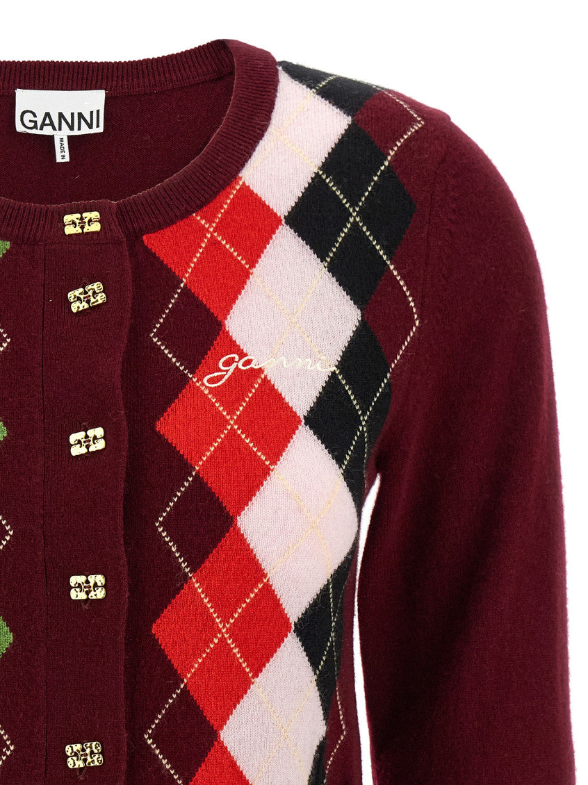 Maroon Check Cardigan 3