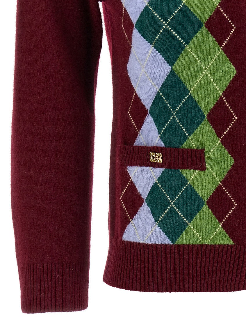 Maroon Check Cardigan 4