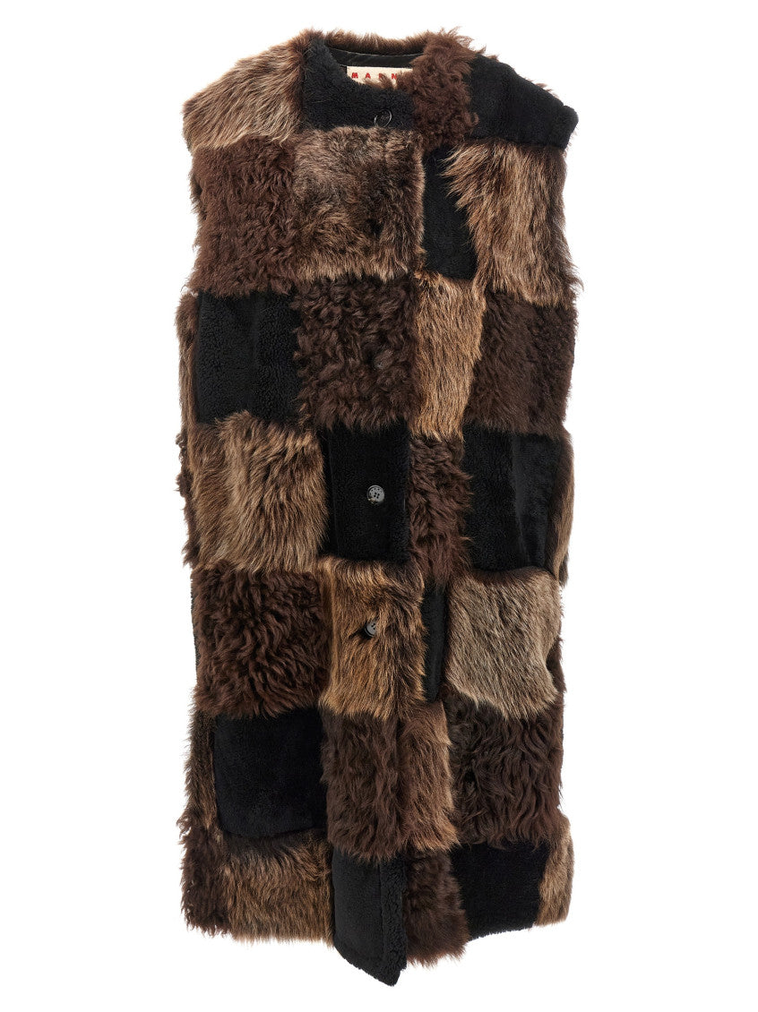 Brown Long Checkerboard Vest 1