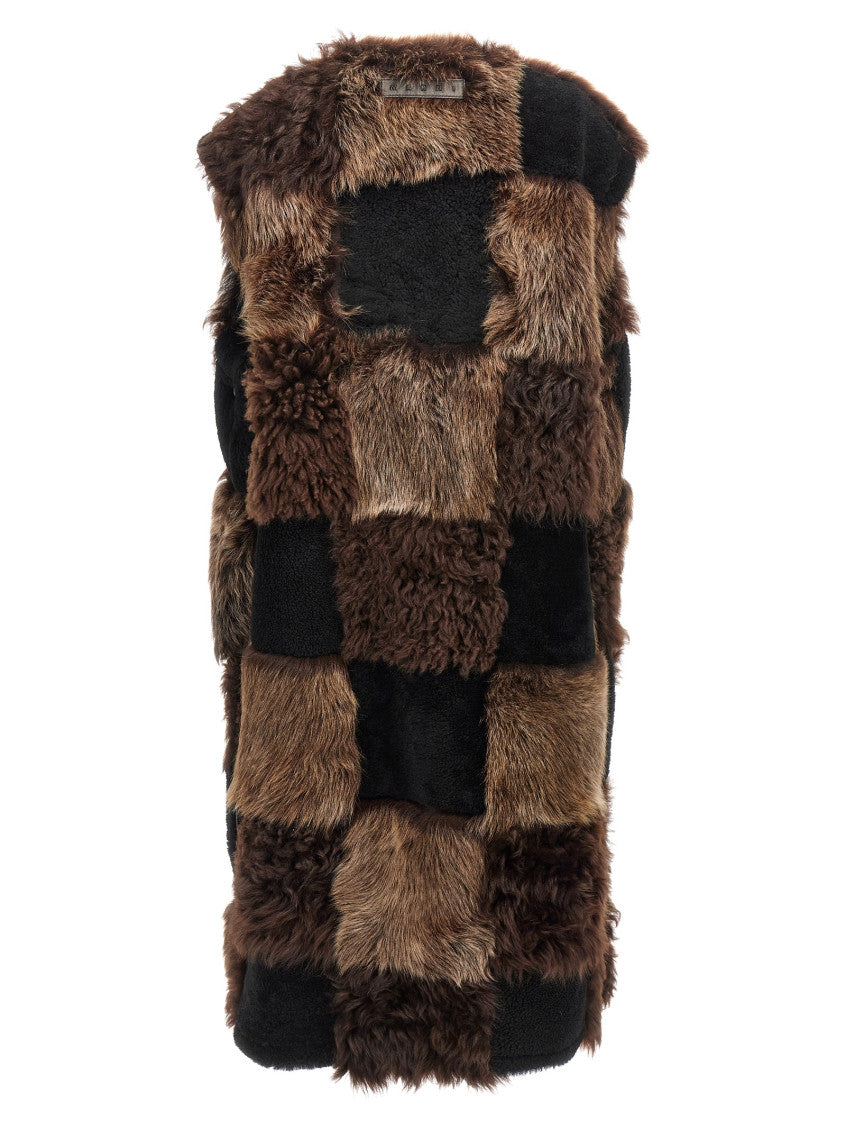 Brown Long Checkerboard Vest 2