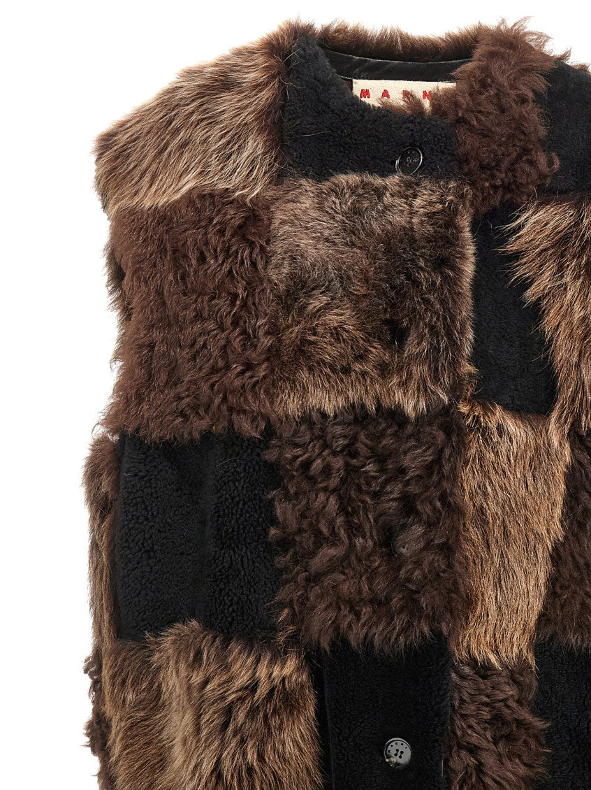 Brown Long Checkerboard Vest 3