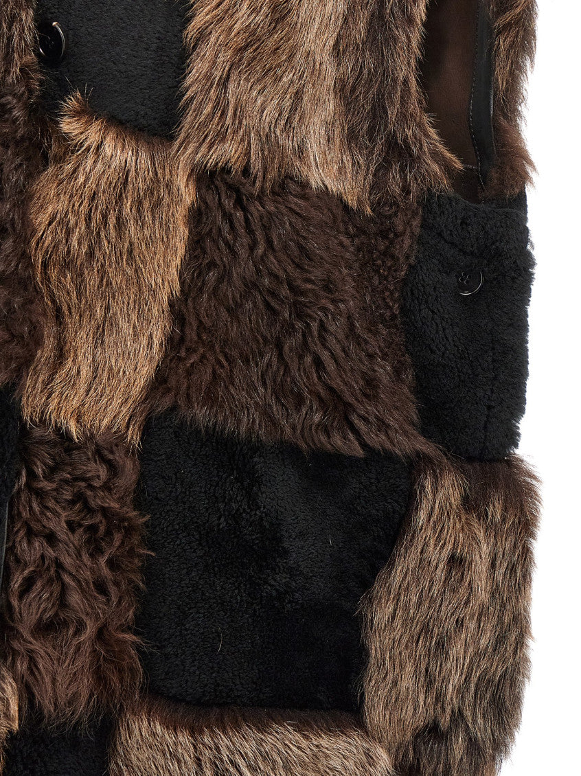 Brown Long Checkerboard Vest 4