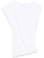 White Maisan Draped Cotton T-shirt 1