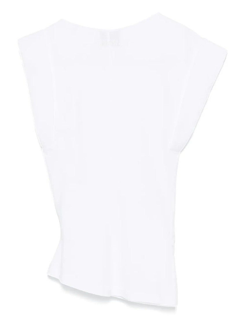 White Maisan Draped Cotton T-shirt 2