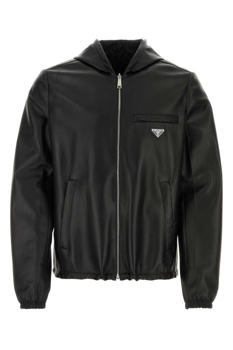Black nappa leather reversible jacket 1