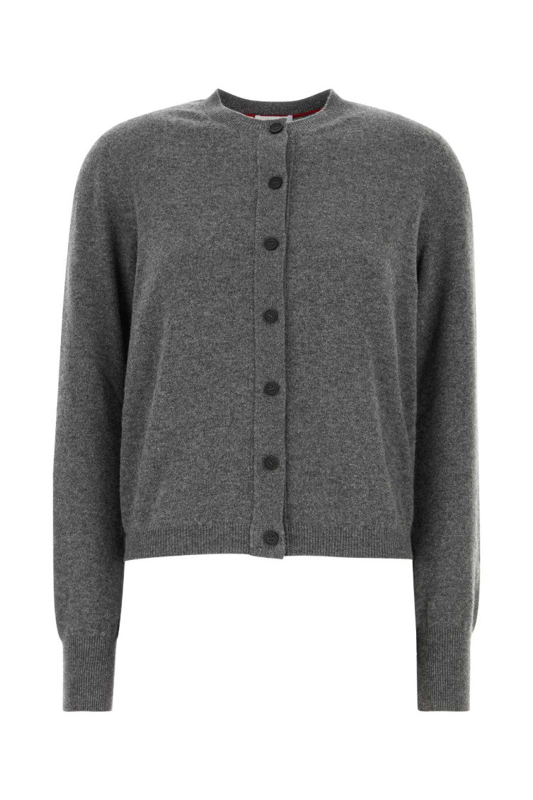 Dark grey stretch cashmere blend cardigan  1