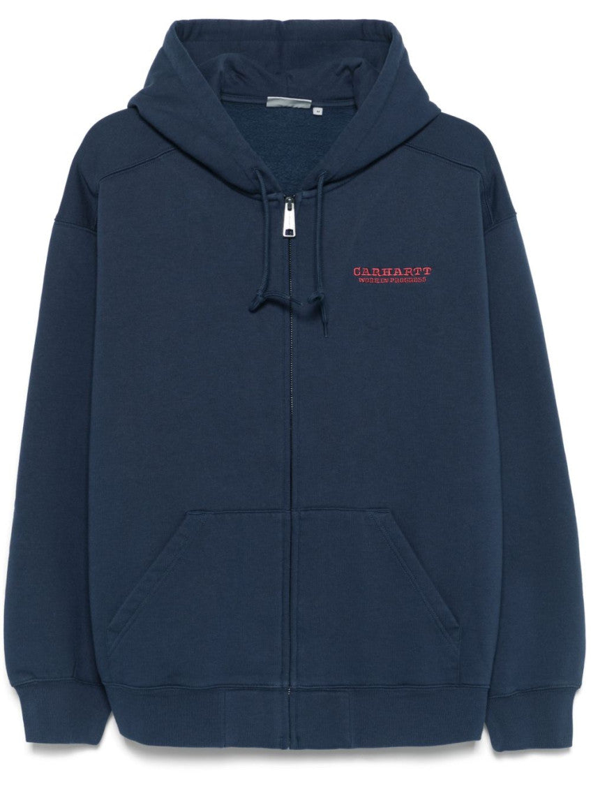 Blue Logo Cotton Zipped Hoodie 1