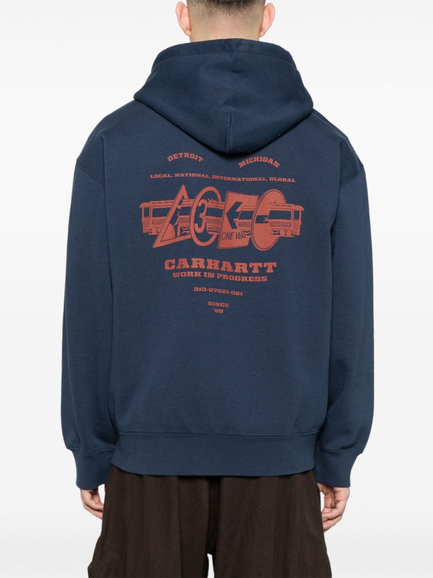 Blue Logo Cotton Zipped Hoodie 4