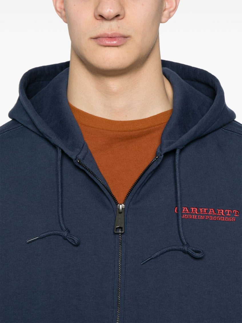 Blue Logo Cotton Zipped Hoodie 5
