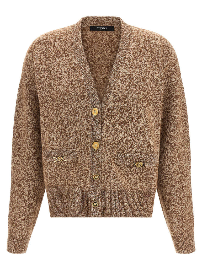 Brown Two-tone Wool Blend Cardigan 1