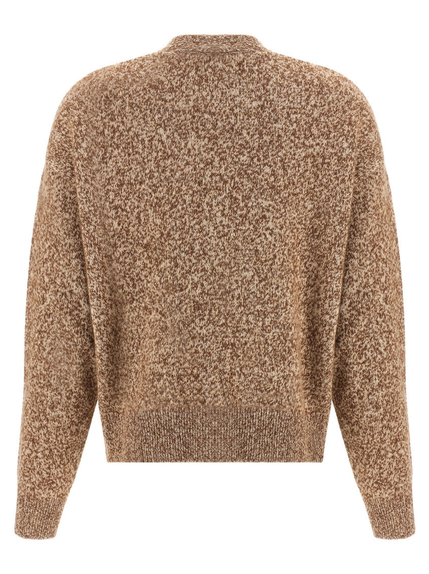 Brown Two-tone Wool Blend Cardigan 2